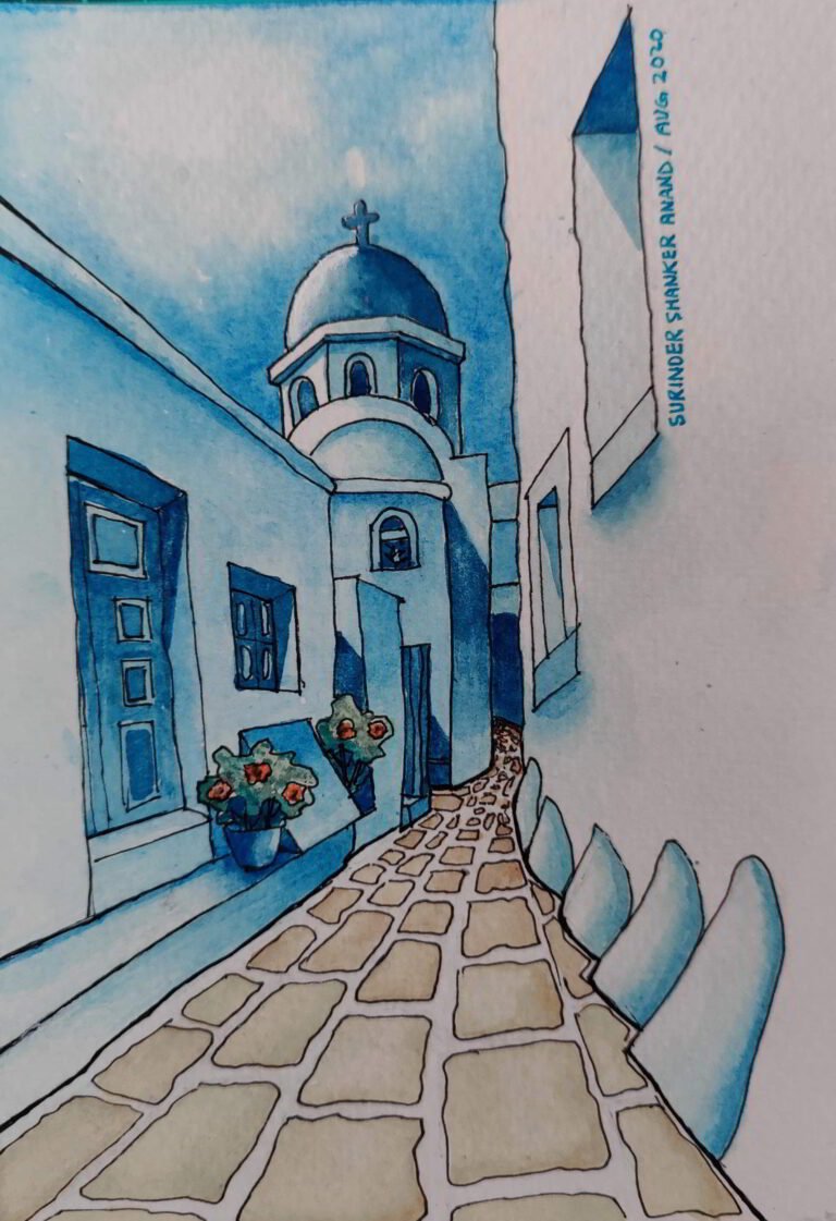 shanky Studio Surinder Shanker Anand Watercolor Ink Wash Painting