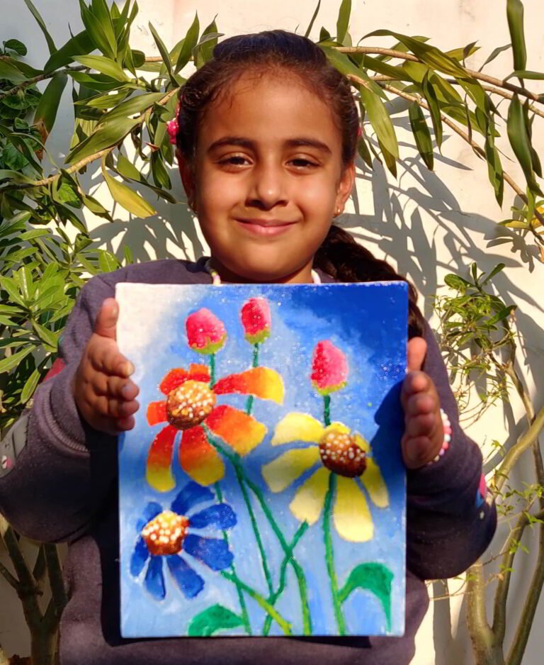 5 years old first acrylic painting on canvas shanky studio free visual art class