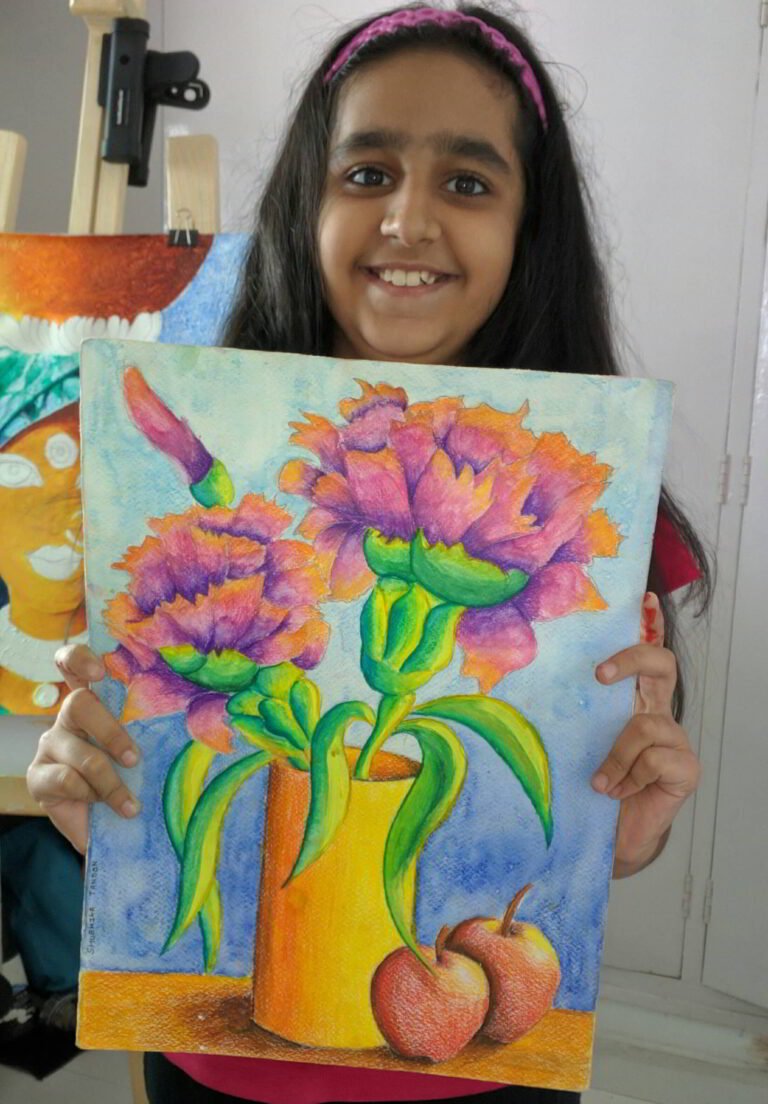 Shanky Studio Pencil Color Flowers Class 3rd Student Shanky Studio